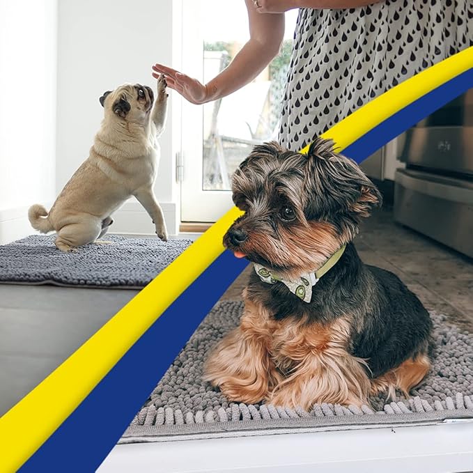 Muddy Mat® | Super Absorbent Door Mat Indoor, Microfiber Quick Dry Chenille Entryway Rug, Non-Slip Front Door Mat, Indoor Mats for Entryway, Machine Washable Pet Rug, Grey 59"x35"