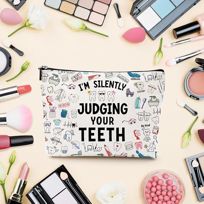 LONGXIN Dentist Gifts for Women Makeup Bag Dentist Gift Dental Hygienist Gift Dental Assistant Gift Dental Graduation Gift Thank You Gift Toiletry Makeup Organizer Zipper Pouch Cosmetic Bag
