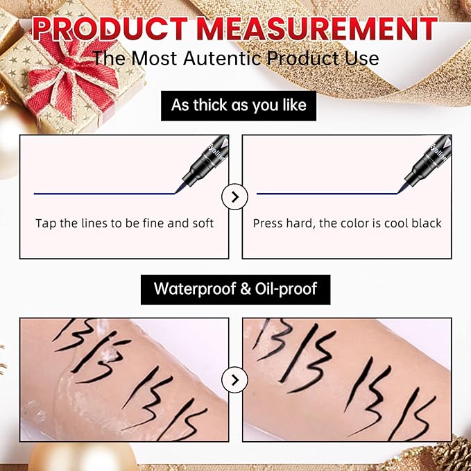 Erinde 6 Colors Liquid Winged Eyeliner Stamp Pen Set, Double-Ended Black Red Green Purple Blue Eye Liner Pencil, Long-lasting Waterproof Stamp Eyeliner Set for Eye Face Makeup