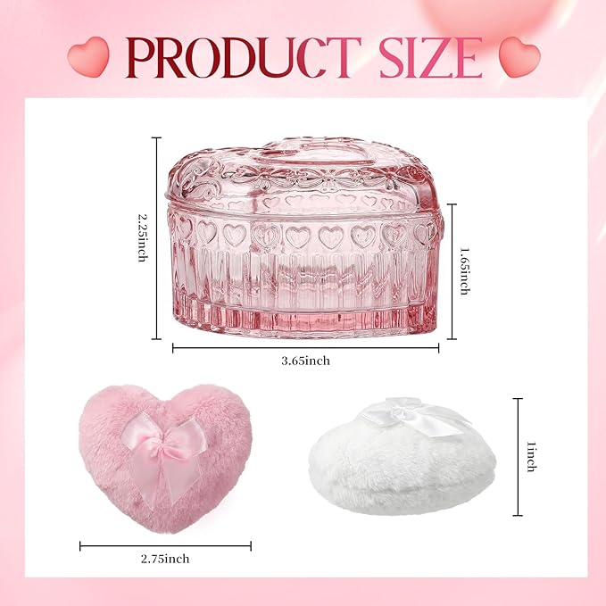 Body Powder Puff and Container Powder Container with Puff Crystal Case Soft Washable Reusable Velour Face Body Wet Dry Makeup