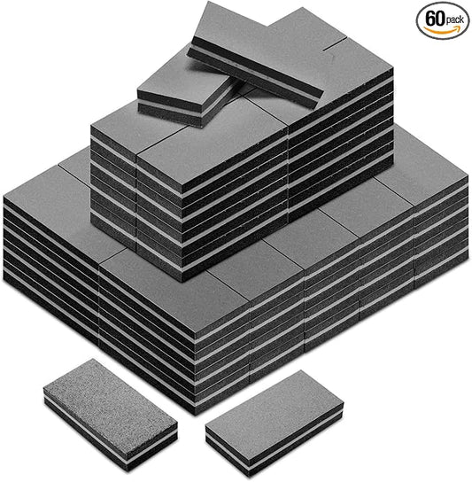 Diesisa Buffer Block Nail File, 100/180 Grit Sponge Nail Buffers for Acrylic Nails, Nails Buffer, Mini Buffing Block Double Sided for Manicure Tools 60 Count - Black