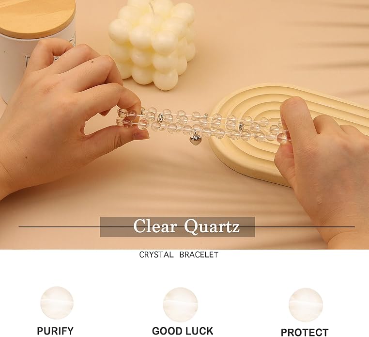 2Pcs Healing Crystal Bracelets for Women Handmade Beaded Bracelet Healing Prayers Crystal 8mm Natural Stone Beads Bracelet Stress Relief Get Well Soon Gifts