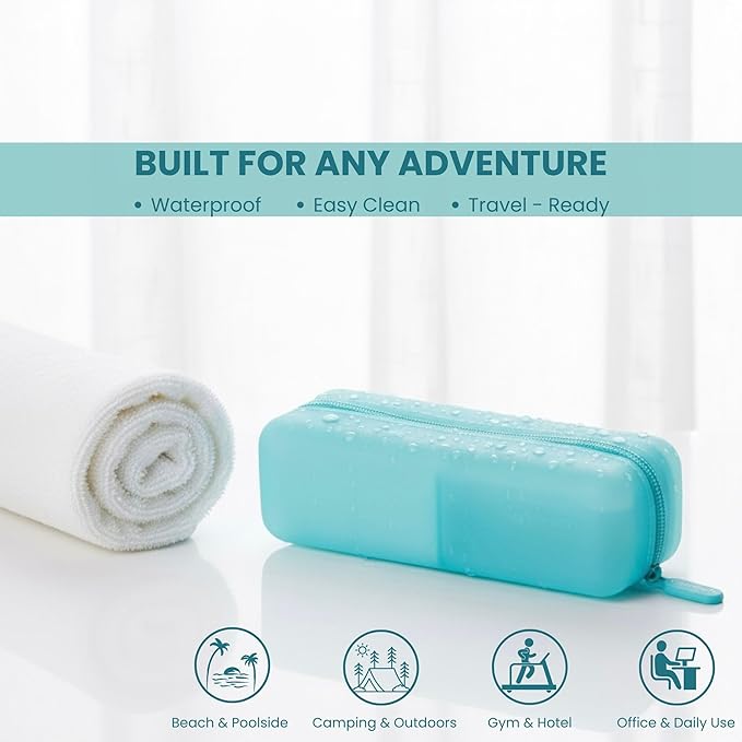 Cotton Pad Swab Travel Case – 2-in-1 Portable Waterproof Qtips Dispenser for Cotton Square Pad & Qtip, Floss, Bobbi Pin, Nail Kit, Hair Accessories Organizer TSA Compliance (Blue)