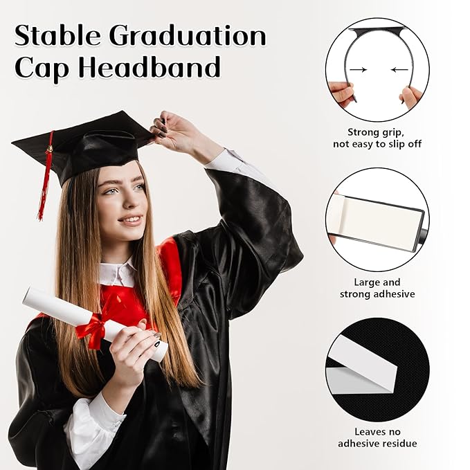 Phoncoo 1 Pack Graduation Cap Headband, Upgrade Grad Cap Headband Insert - Secures Your Graduation Caps and Keeps Hairstyle