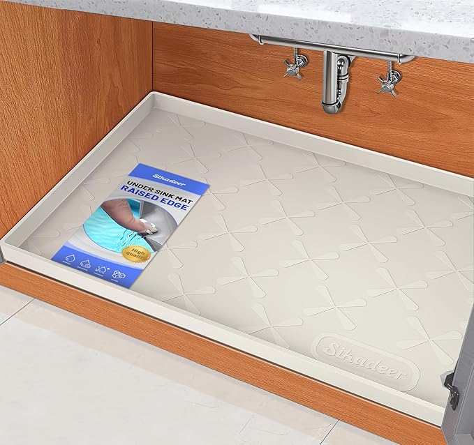SIKADEER 19" x 19" Under Sink Mat Waterproof, Silicone Mat Kitchen Drawer Shelf and Cabinet Liner, Sink Protector for Kitchen Organizers and Storage, Boot Tray Pet Food Mats