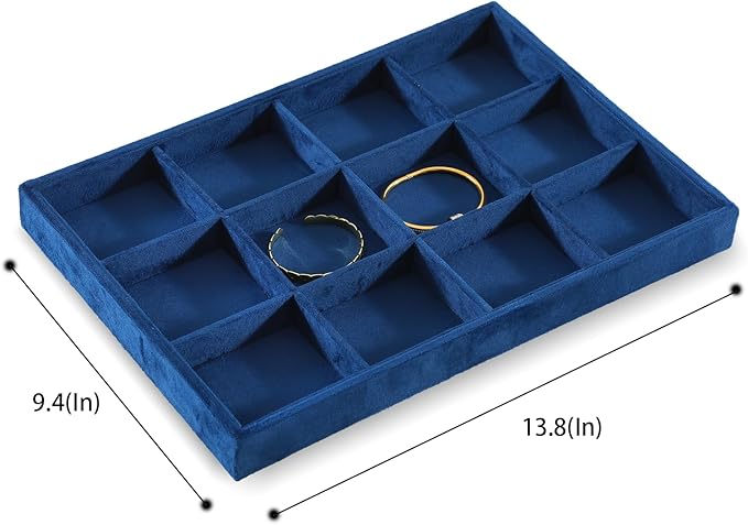Jewelry Organizer Tray, Velvet Bracelet Display, Premium Jewelry Tray, Luxury Bangle Organizer,Blue Watch Tray