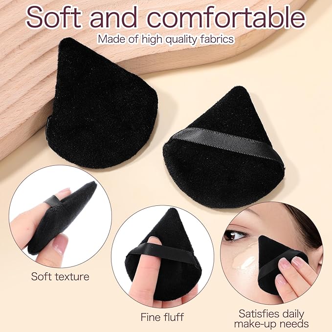 150Pcs Triangle Powder Puff Bulk- 2.75" Soft Washable Face Makeup Puff for Face Powder -Loose Velour Setting Powder Sponges for Body Face Cosmetic, Wet Dry Foundation Makeup Tools