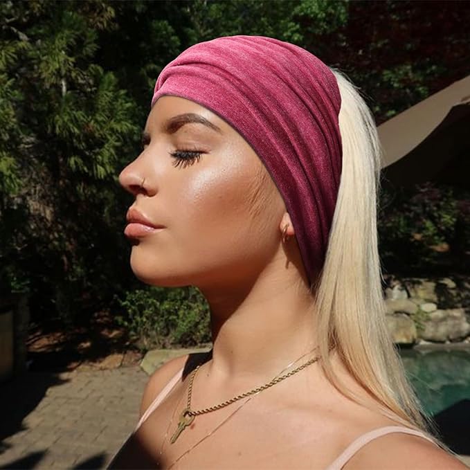 Extra Wide Headbands for Women Large Turban Headband Non Slip Boho Elastic Hairband Hair Twisted Knot Head Bands Accessories