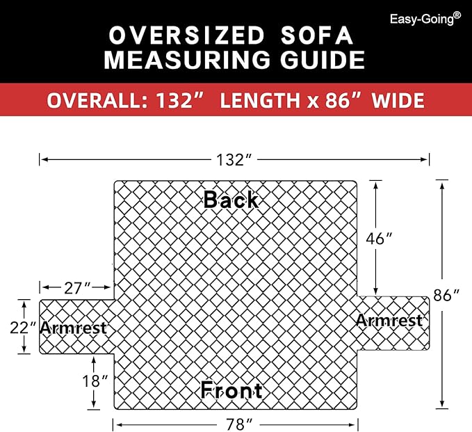 Easy-Going Reversible Oversized Couch Cover for 3 Cushion Couch Sofa Cover for Dogs Water Resistant Furniture Protector Cover with Foam Sticks for Pet (Oversized Sofa, Orange/Black)