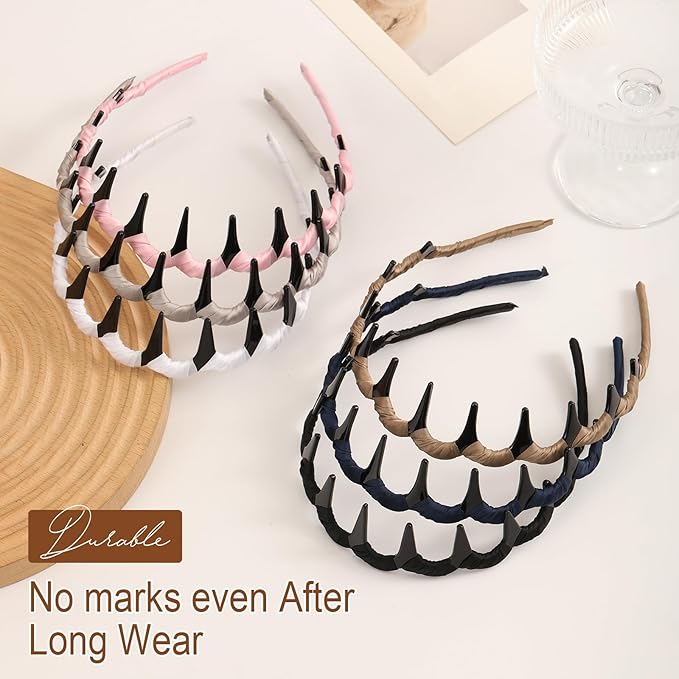 Molizummy 6 PCS Zig Zag Headbands for Women and Men, Non Slip Wavy Head bands with Teeth Comb, Plastic U Shape Headbands for Girls, Classic 90s Hair Accessories for Face Washing Skin Care Makeup