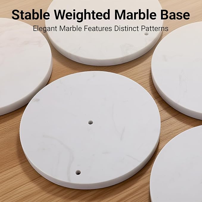 Hoooh Free Standing Toilet Paper Holder with Reserve - Heavyweight Marble Base & Matte Black Stainless Steel Bathroom Tissue Stand