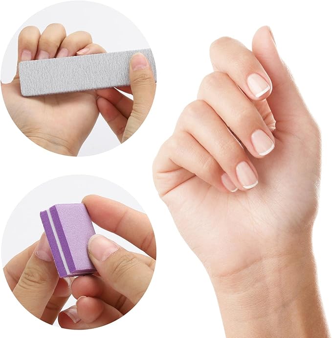 25 Pcs Nail Files for Acrylic Nails and 50 Pcs Mini Buffer Block File, 100/180 Grit Nail Buffer Double Sides Emery Boards Fingernail Files