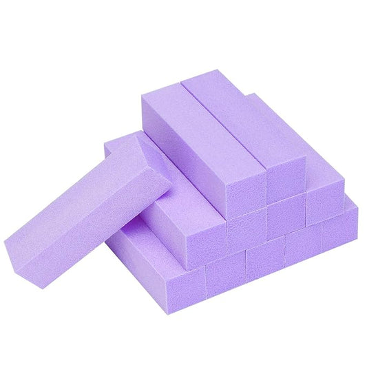 12 Pack Nail Buffer Block 4 Sided Professional Nail File Sanding Block Buffing Blocks for Natural and Acrylic Nails (Purple)