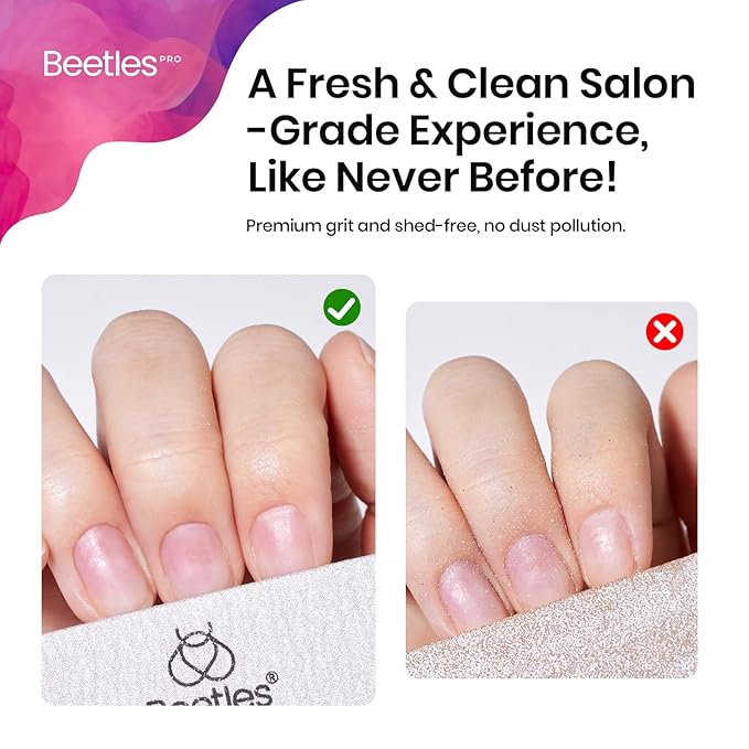 Beetles Pro 3-Pcs Nail File Nail Buffer - Professional 100/180/240 Grit Nails Files and Buffers Double Sided Washable Shaper Files for Acrylic, Gel & Natural Nails – Salon Quality Manicure Tool