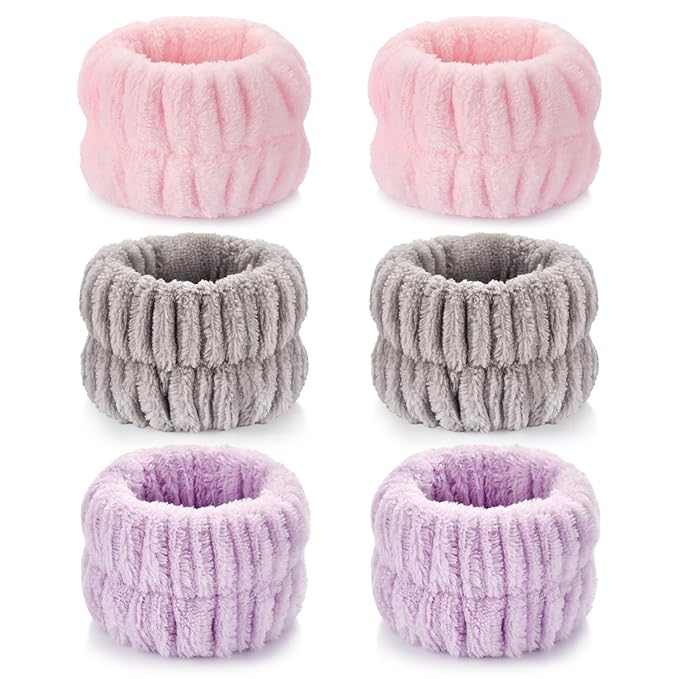 6pcs Wrist Bands for Washing Face Wash Wristbands Wrist Towels Arm Bands for Skincare Makeup Wrist Cuffs Spa Wrist Scrunchies