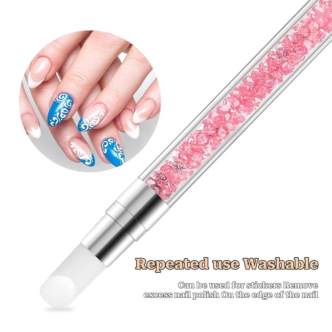 5 Pcs Nail Art Sculpture Pen Dual Tipped Silicone Nail Tools Nail Art Acrylic Pen Silicone Brushes for Resin Nail Art Tools for Design Nail Foil Carving Drawing Effect Shaping