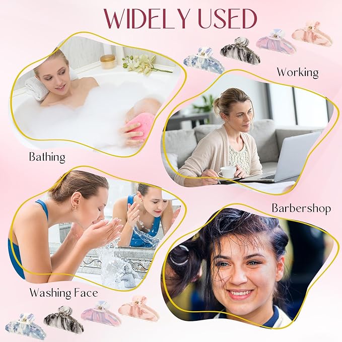 8 Pcs Large Acrylic Hair Claw Clips for Women Non-slip Strong Hold Jaw Clamps for Thick Thin Hair (Glossy,Ink Painting Color)