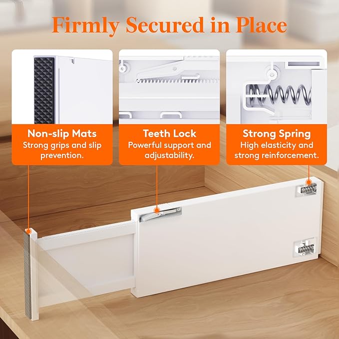 Lifewit 9 Pack Drawer Dividers 5" High, 13.5-22" Adjustable Clothes Organizers, Expandable Dresser Separators in Bedroom/Bathroom/Kitchen/Office, PLS5