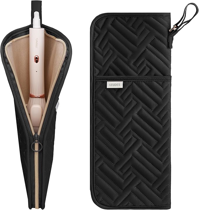 Hair Tool Organizer Heat Resistant Mat for Flat Iron Case Hot Tools Curling Iron Holder Hair Tools Travel Bag for Straightener Brush Pad Pouch Hairstylist Essentials(Black)