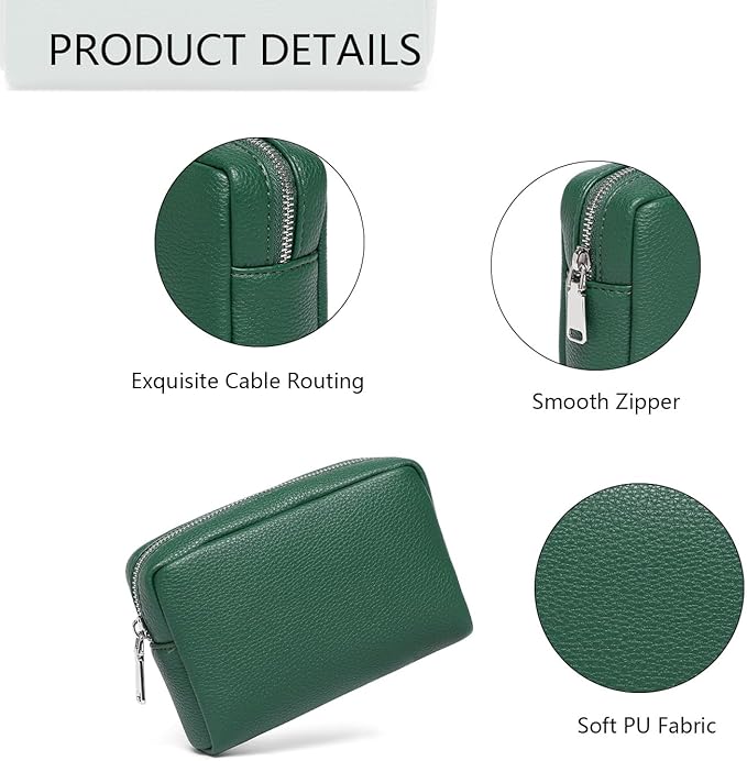 Makeup Bag Large Capacity Women's Classic Black Wash Bag Adjustable Partition Wash Brush and Cosmetic Carrying Bag (PU/Forest Green)