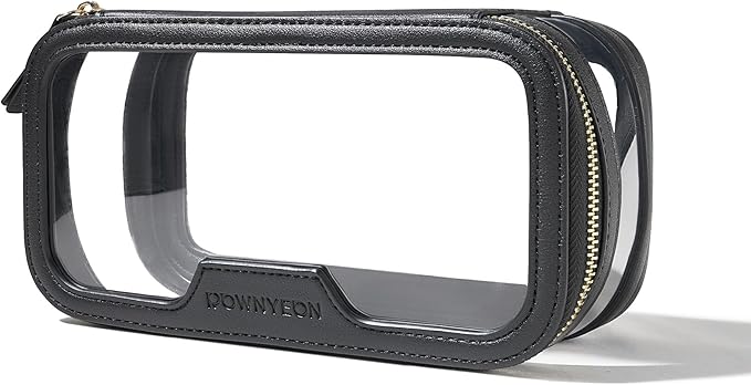 ROWNYEON Waterproof Toiletry Organizer Train Case, CLear Travel Makeup Bag for Women，Transparent Cosmetic Bag，Portable Makeup Case Organizer (black)