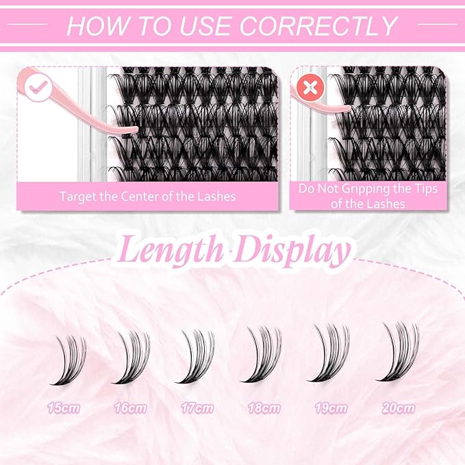 Individual Lashes Extension Semi Permanent Lashes C Curl Lash Clusters 10D 20D 30D 40D Individual Lashes Extension Eyelash Supplies (40D-0.07C, 15-20mm)