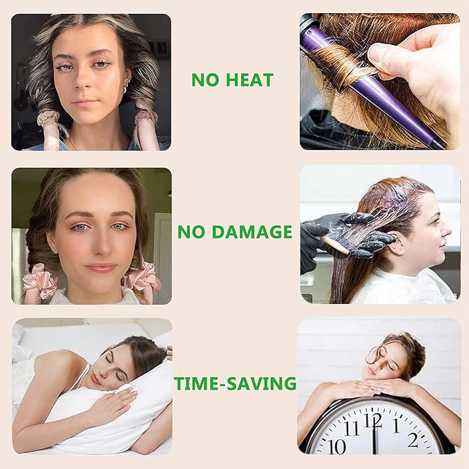 Heatless Curls Overnight,Satin Curling Rod Headband,Hair Curlers for Long and Medium Hair,Silk Curls Headband with Gift BOX,No Heat Rollers to Sleep in(Coral-36.22)