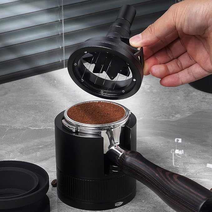 IKAPE 51MM WDT Tool, Espresso Stirrer Distribution Tool, Adjustable Needle Height, Coffee Stirrer with Dosing Funnel & Stand