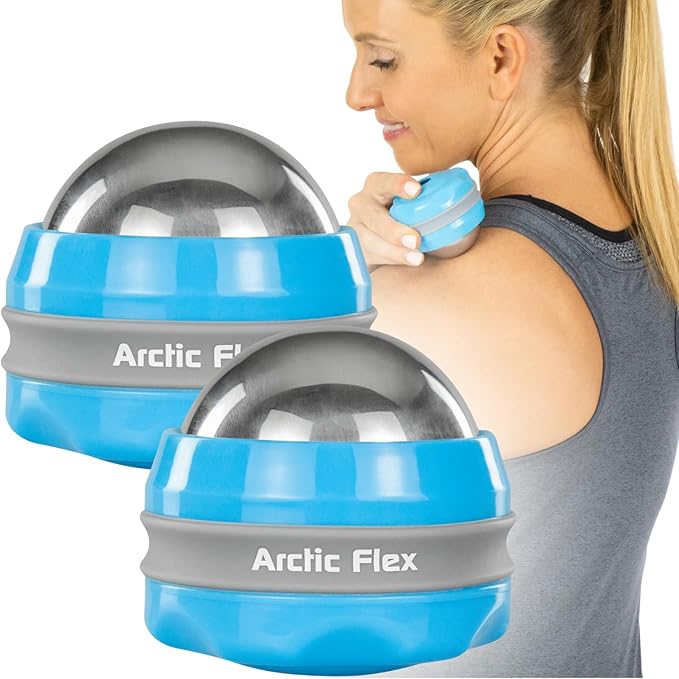 Arctic Flex Cold Massage Roller Ball (2 Pack) - Cryoball Massage Hand Ice Ball - Sore Muscle Cold Therapy - Deep Tissue Depuffer Pain Relief - Jaw Eye Ice Depuffing Tool for Migraine, Injury, Foot