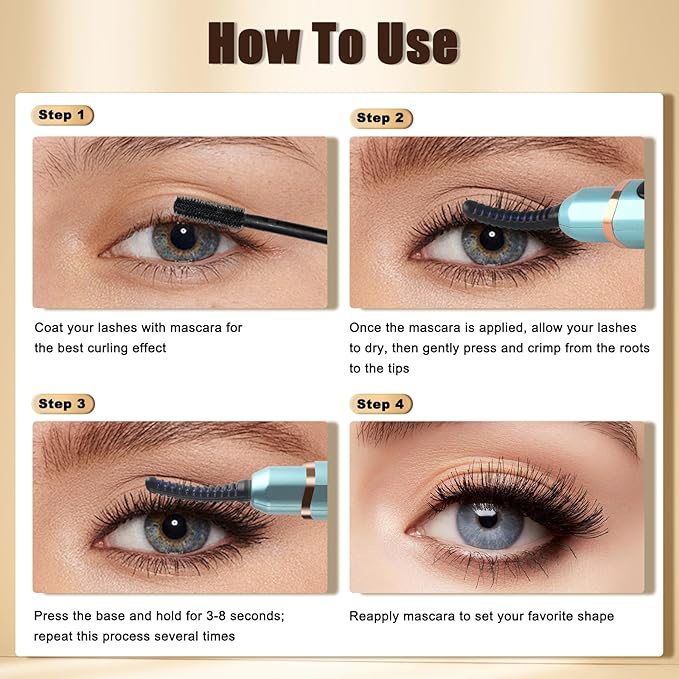 Heated Eyelash Curlers with Battery Indicator, Electric Eyelash Curler 3 Temperature Modes LED Display USB Rechargeable Makeup Tools, Heated Lash Curler Ideal Christmas Gift for Women LS423