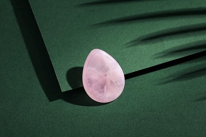 2PCS Thumb Worry Stone Rose Quartz Carnelian Healing Crystals Sets Hand Carved Stones Gemstone Pocket Natural Stone Meditation Reiki Water Drop Shaped Palm Stone for Anxiety Therapy