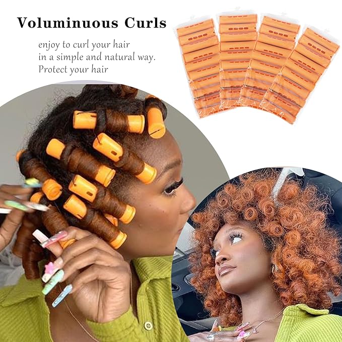 Cold Wave Perm Rods For Long Hair,40PCS Orange Plastic Curling Rods For Short & Natural Hair,DIY Perming Rods For HairStyling(Orange 40Pcs)