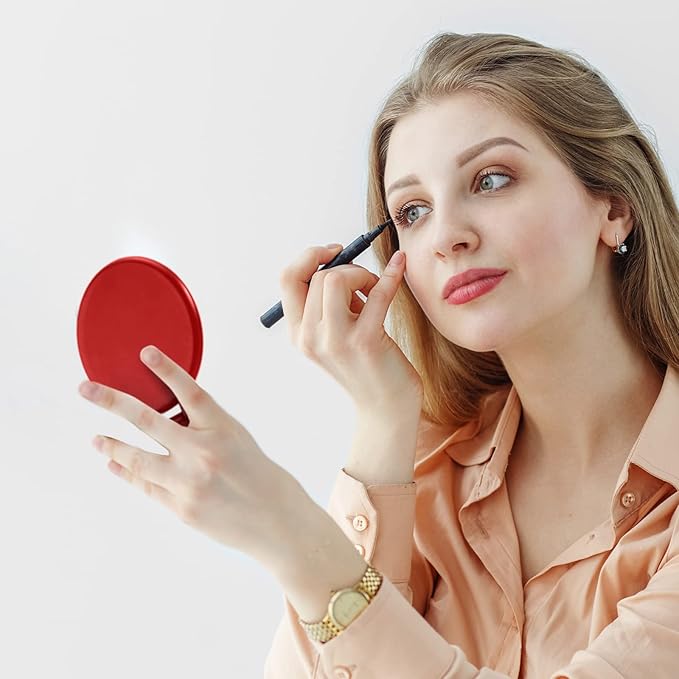 36 Pcs Compact Mirror Bulk Portable Round Makeup Mirror Mini Foldable for Purse Women Travel Daily Use Mother‘s Day Gifts (Red)