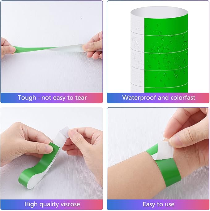 MIAHART Paper Wristbands for Events - Assorted Colors, 600 Pcs Neon, Waterproof, Lightweight Concert Wristbands