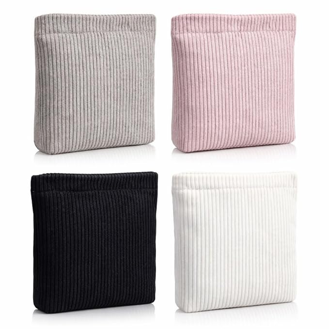 Abbylike 4 Pcs Small Makeup Bag Corduroy Cosmetic Pouch with Zipper Portable Little Bags for Purse Mini Pouch Cute Makeup Purse for Coin Essentials Items Women(Simple)
