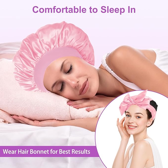 70" Heatless Curls Overnight Hair Curlers to Sleep In for Long Hair, Overnight Curls Heatless Hair Curler No Heat Curlers, Soft Satin Heatless Curling Set with Bonnet for Women - 8 PCS, Pink