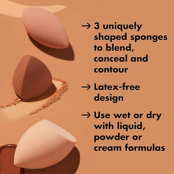 e.l.f. Total Sponge Set, Multi-use Makeup Sponge Set For Flawless Blending, Great For Powder Or Liquid Concealer & Foundation, Vegan & Cruelty-Free