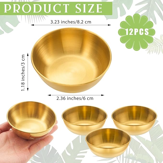 12 Pcs 3.23 In DIY Face Mask Bowl Stainless Steel Esthetician Facial Mask Bowl Small Facial Esthetician Supplies for Women Skincare Products Lady Home Salon Cosmetic Beauty (Gold)