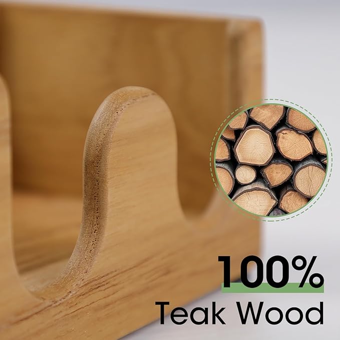 HTB Sponge Holder for Kitchen Sink,Teak Wood Dish Sponge Caddy Rack Tray Stand with Drain,Kitchen Sink Storage Organizer Countertop