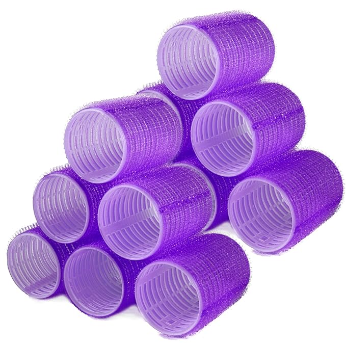 Hair Rollers, 12 Pack Self Grip Salon Hairdressing Curlers, DIY Curly Hairstyle, Large Rollers 1.57In Deep Purple