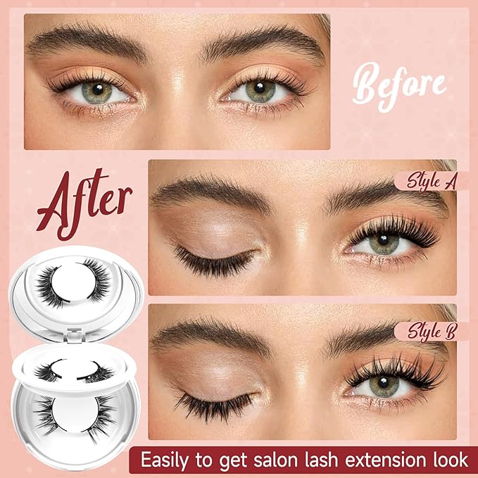 Higu clace Magnetic Eyelashes with Applicator 2 Pairs Magnetic Lashes Natural Look Wispy Magnet Lashes Easy to Wear and Remove（DJCX-A+B02)