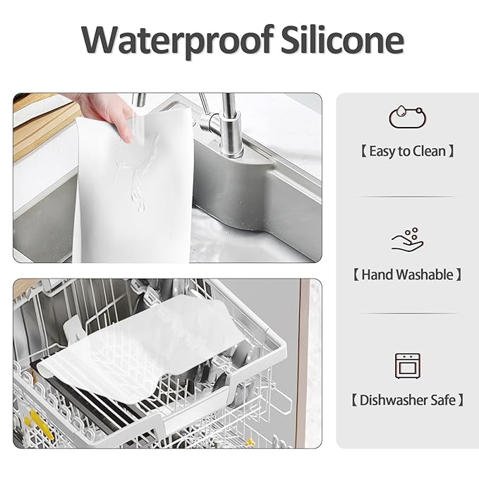 Silicone Makeup Mat for Vanity, 15.7" x 11.8" Heat Resistant Vanity Mat, Easy to Clean & Waterproof, Portable Makeup Accessories for Use While Traveling (White Translucent)
