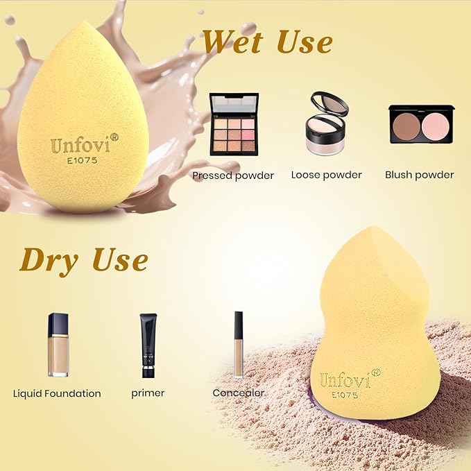 Makeup Sponge Set (4 Shapes 7 pcs) - Latex-Free Blending Sponge for Liquid, Cream & Powder, Soft Reusable Beauty Sponge for Wet/Dry Application, Face Foundation Blender (Skin ston)