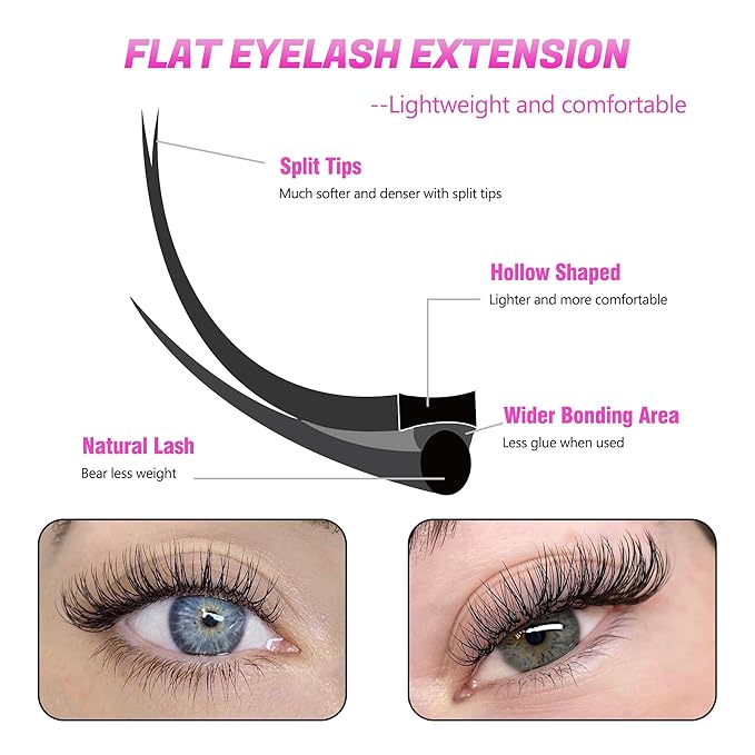 TDANCE Classic Lash Extensions Flat Lashes Eyelash Extensions 0.15mm DD Curl Ellipse Eyelash Extensions 8-15mm Mixed Black Matte Individual Lashes Salon Use(Flat,DD-0.15,8-15mm)