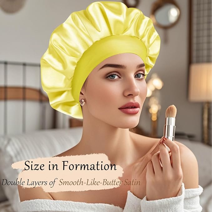 Doitory Satin Silk Bonnet for Sleeping, Soft Satin Lined Hair Bonnet for Women, Double Layer Sleep Nightcap