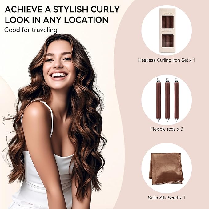 Heatless Curls Overnight Set - Jumbo Overnight Hair Curlers to Sleep In, Soft Velvet Hair Rollers for Women, No Damage Curls Styling Tools 6pcs