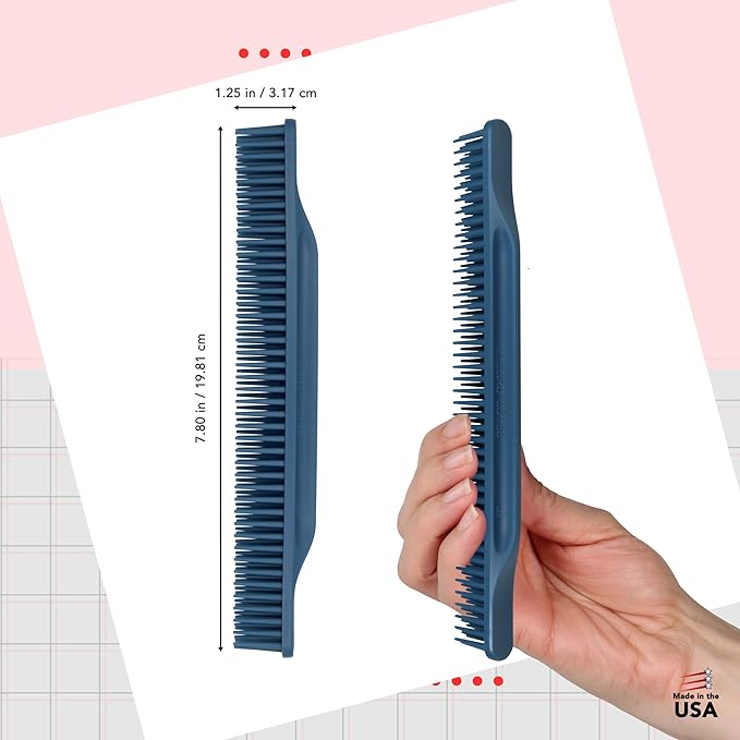 Allegro Combs 3 Row Detangling Comb, Wide Tooth Curl Defining Brush, Perfect for Women Curly Hair Stylists, Curl Defining Comb, Made In The USA, Teal, 1 Piece