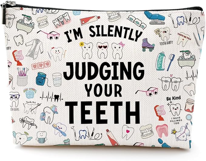 LONGXIN Dentist Gifts for Women Makeup Bag Dentist Gift Dental Hygienist Gift Dental Assistant Gift Dental Graduation Gift Thank You Gift Toiletry Makeup Organizer Zipper Pouch Cosmetic Bag