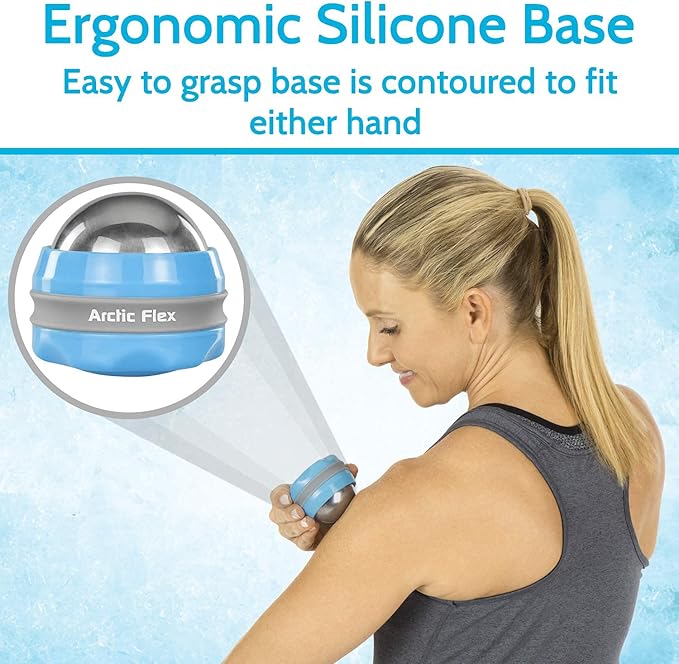 Arctic Flex Cold Massage Roller Ball (2 Pack) - Cryoball Massage Hand Ice Ball - Sore Muscle Cold Therapy - Deep Tissue Depuffer Pain Relief - Jaw Eye Ice Depuffing Tool for Migraine, Injury, Foot