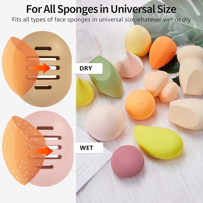 Makeup Sponge Holder,Double-sided 5-line Vented Silicone Beauty Make Up Blender Case for Travel,Shatterproof Make-Up Sponge Travel Case for All Sponges Reuse Easy Carry,Bright Orange